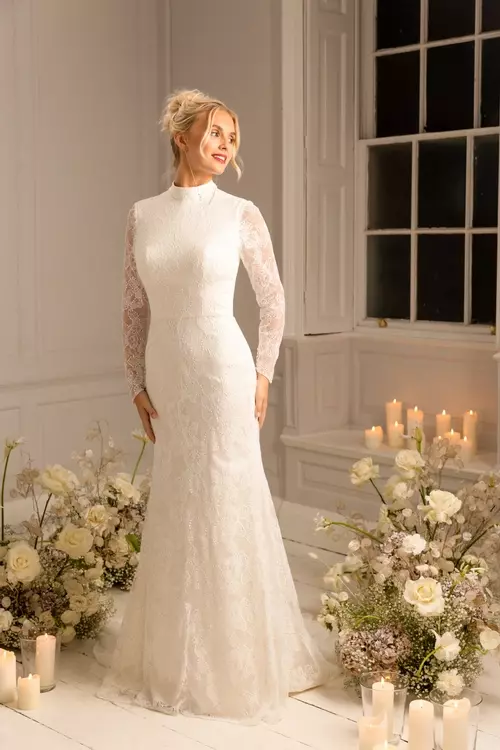 Manhattan Modern Full Sleeve Lace Wedding Dress Nicki Flynn Bridal